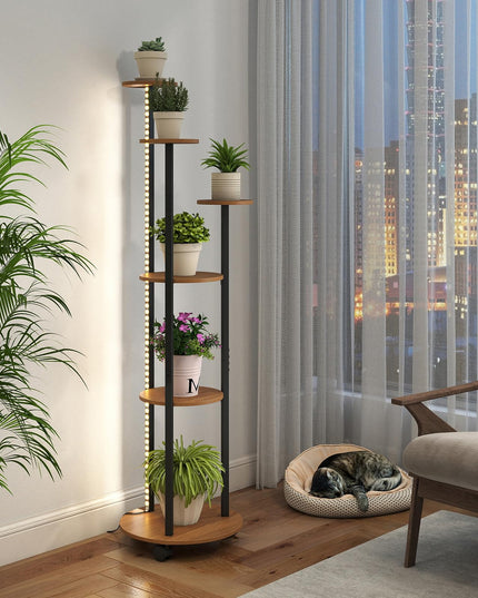 Support à plantes d'intérieur Giantex avec lumières et roulettes pour petits espaces, salon, balcon