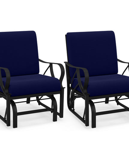 Giantex Patio Glider Outdoor Chair - Outside Rocking Chair with Thick Cushion, Sprayed Metal Frame