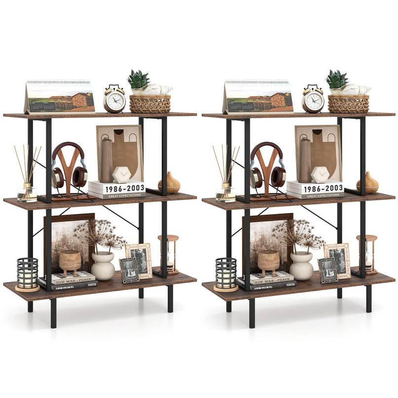 GIANTEX 3-Tier Bookshelf Industrial Bookcase with Open Shelves