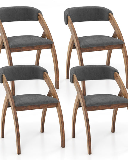 Giantex Wooden Dining Chairs, Upholstered Kitchen Chairs w/Arched Rubber Wood Legs