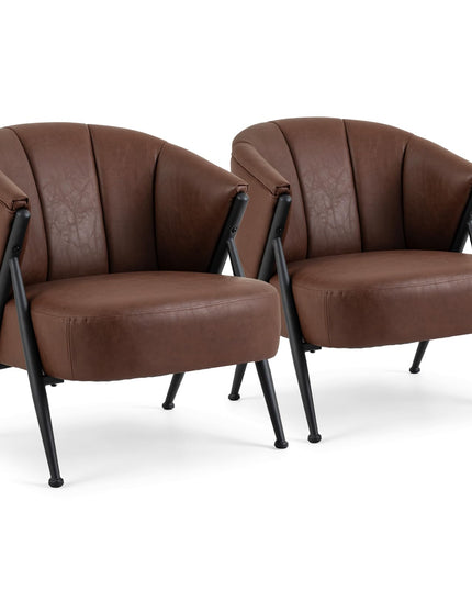 Giantex Mid Century Modern Accent Chair w/Curved Backrest & Wide Seat