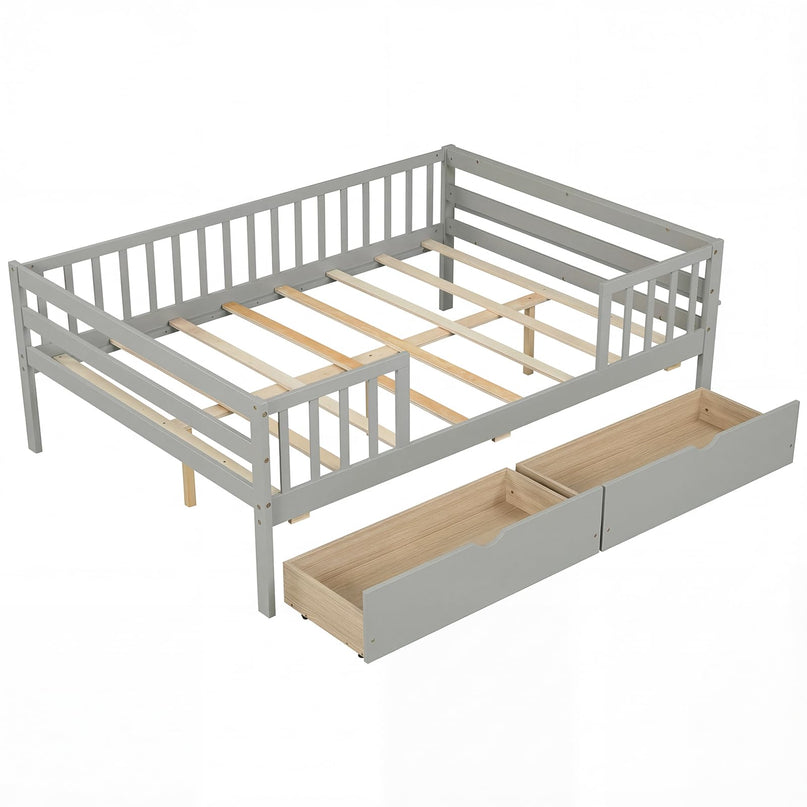 Lit simple pour enfants Giantex avec barrières de sécurité et étagère latérale