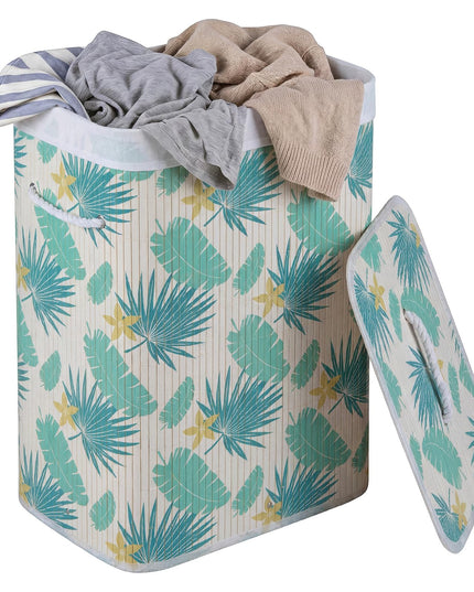 Giantex Bamboo Laundry Hamper with Lid for Bedroom Bathroom Laundry Room