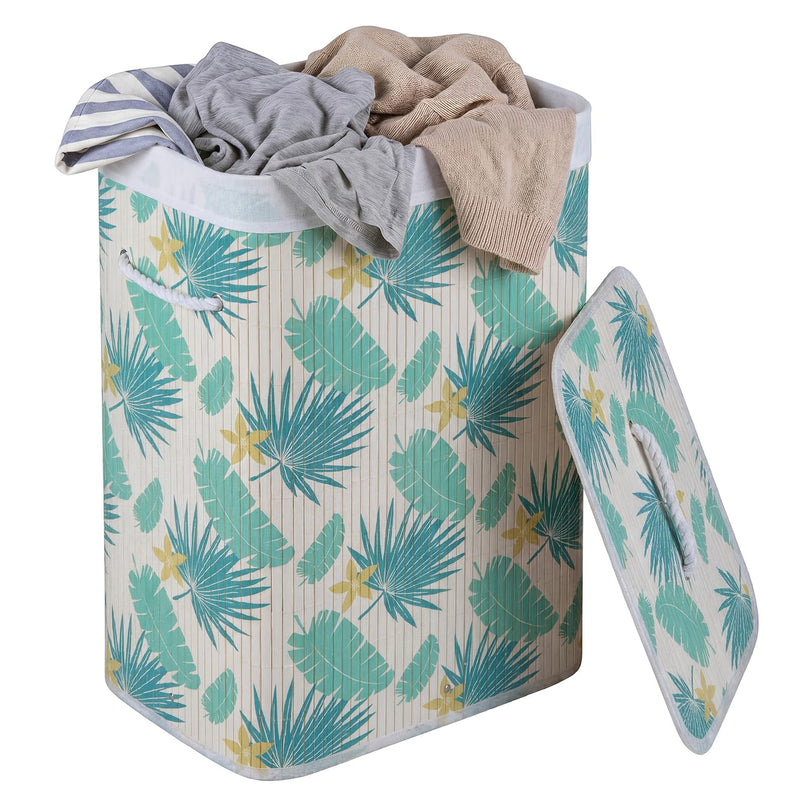 Giantex Bamboo Laundry Hamper with Lid for Bedroom Bathroom Laundry Room