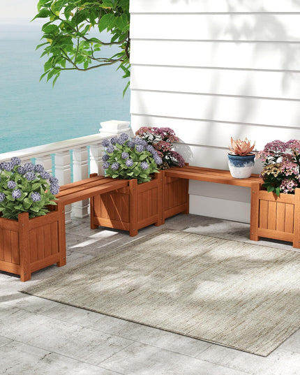 Giantex 2 in 1 Outdoor Bench with 2/4 Raised Garden Beds