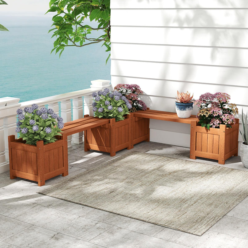 Giantex 2 in 1 Outdoor Bench with 2/4 Raised Garden Beds