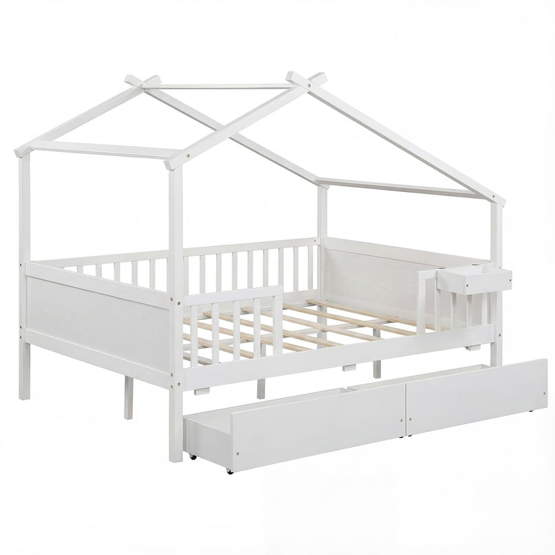 Lit de maison complet Giantex avec tiroirs pour enfants garçons filles