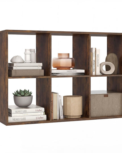 Giantex 6-Cube Bookcase White Cubby Bookshelf w/Back Guardrail & Anti-Tipping Kits