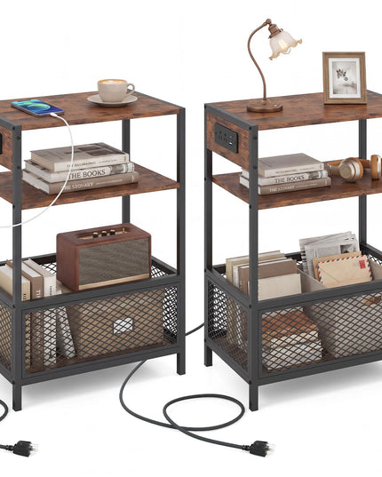 Giantex 3-Tier End Table w/Charging Station