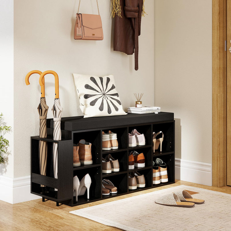 Giantex Shoe Storage Bench with Umbrella Stand 10-Cubby Entryway Shoe Rack
