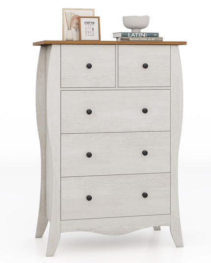 Giantex Storage Cabinet with Foldable & Detachable Fabric Drawers, Anti-Tipping Kit, 26.5” x 15” x 38” Farmhouse Floor Cabinet