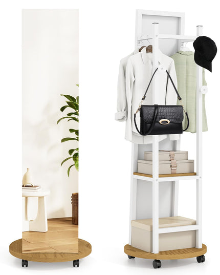 Full Length Mirror with Coat Rack for Bedroom