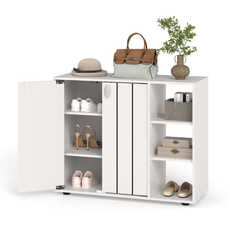 Giantex Wood Shoe Cabinet with Doors for Entryway