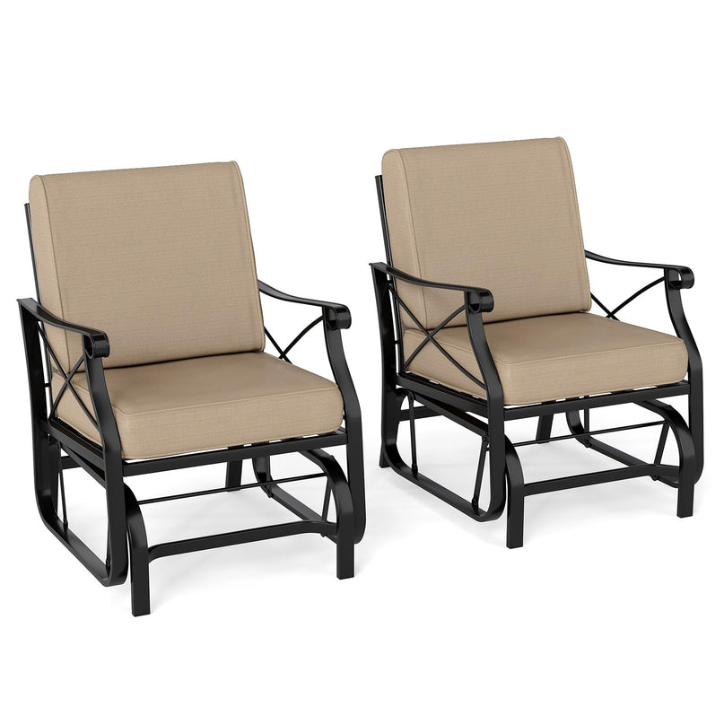 Giantex Outside Glider Chair with Thick Removable Seat and Back Cushions