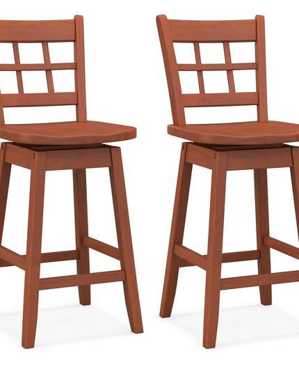 Giantex Bar Stools, Farmhouse Swivel Barstools with 6-Grid Hollow Back & Ergonomic Contoured Seat