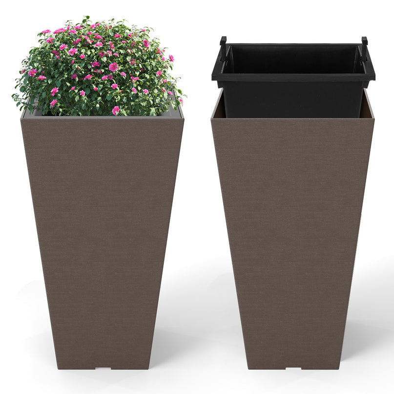 Giantex Square Taper Planter Set of 2 for Porch Balcony