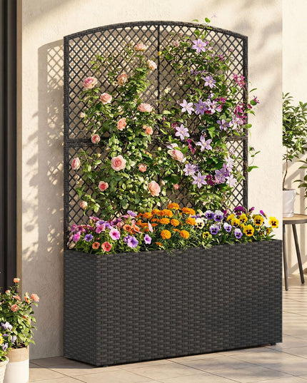 Jardinière haute en rotin PE Giantex 58"/49" avec doublure et drainage