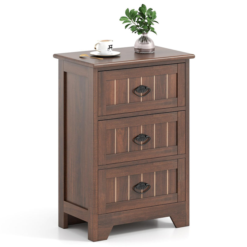 Giantex Nightstand with 3 Drawers, Bedside Table