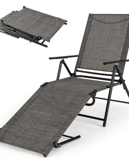 Giantex Lounge Chair Outdoor Set of 2 - Tanning Chair with 6 Adjustable Backrest