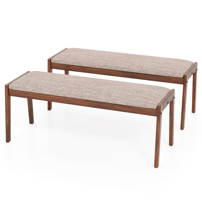 Giantex 45" Upholstered Entryway Bench with Rubber Wood Legs & Fabric Padded Seat
