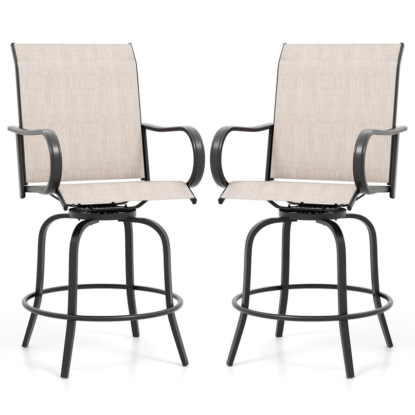 Giantex Swivel Outdoor Bar Stools, All-Weather Bar Height Patio Chairs