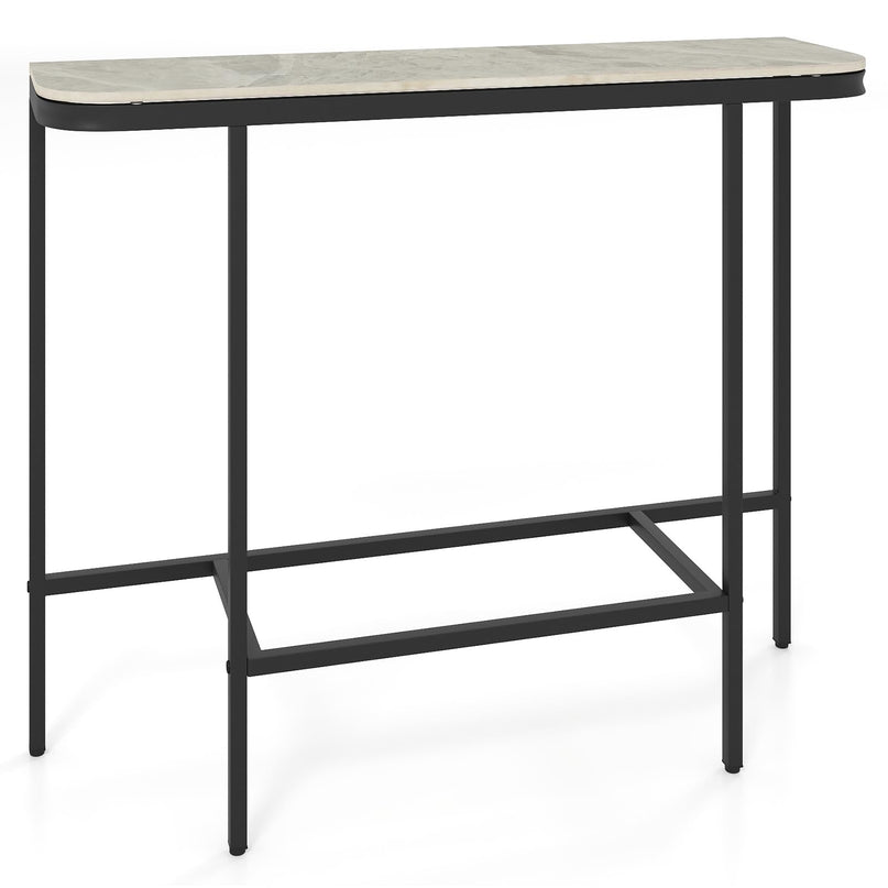 Console d'entrée Giantex de 112 cm avec plateau en faux marbre et cadre en métal robuste