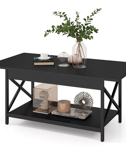 Giantex 2 ier Coffee Table with Storage Shelf for Living Room