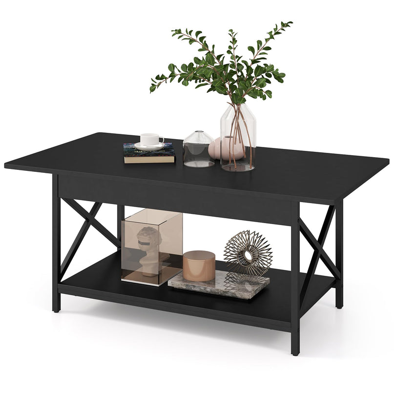 Giantex 2 ier Coffee Table with Storage Shelf for Living Room