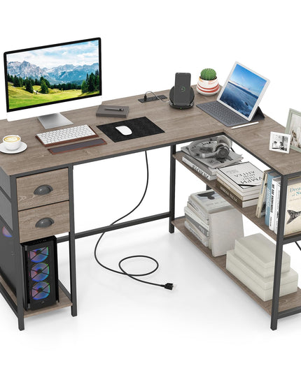 Giantex 48" L Shaped Desk with Charging Station