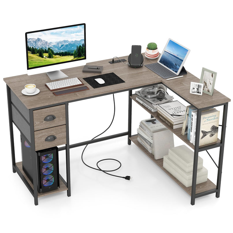 Giantex 48" L Shaped Desk with Charging Station