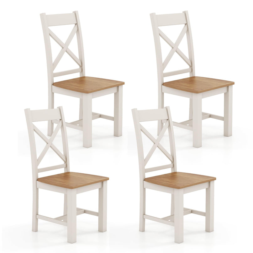 Giantex Wooden Dining Chairs Set, Farmhouse Kitchen Chairs with High Cross Back, Rubber Wood Frame