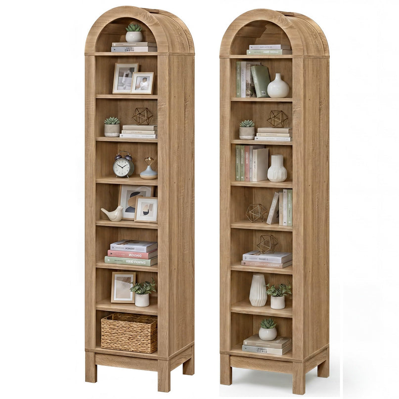 Giantex 71" Tall Arched Bookcase for Living Room