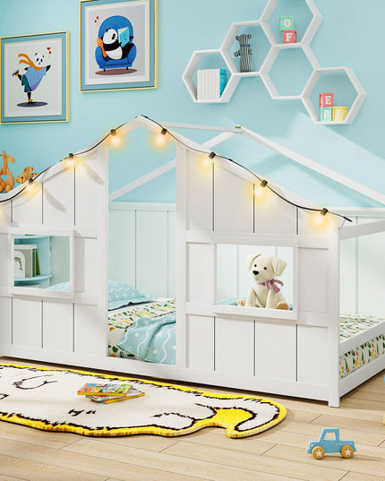 Giantex Twin Kids House Bed with Light Bulbs