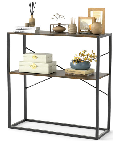 Giantex 36" Console Table with Open Storage Display Shelves and Heavy Duty Metal Frame