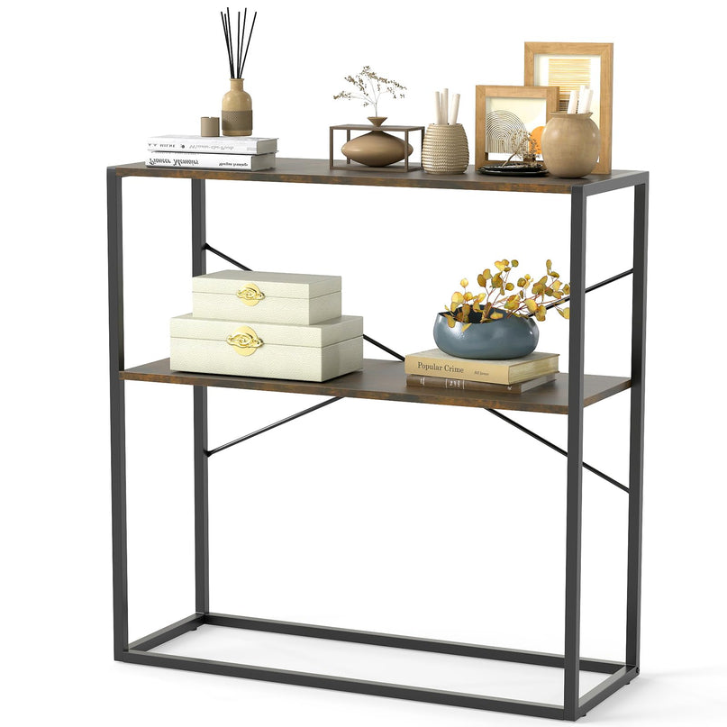 Giantex 36" Console Table with Open Storage Display Shelves and Heavy Duty Metal Frame