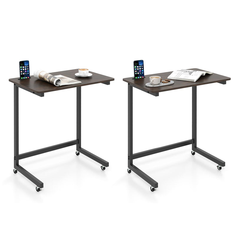 Table d'appoint en C Giantex avec roulettes et fente intégrée pour téléphone pour salon (1/2)