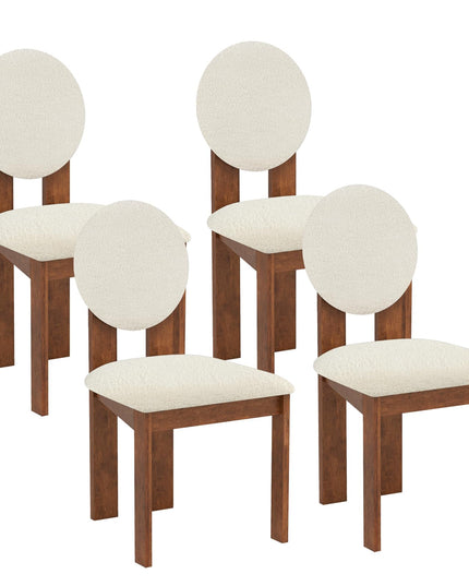 Giantex Sherpa Dining Chairs Set of 2/4 w/Rubber Wood Legs