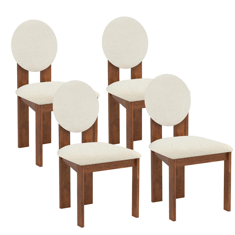 Giantex Sherpa Dining Chairs Set of 2/4 w/Rubber Wood Legs