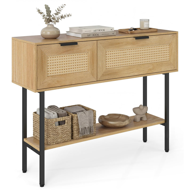 Table d'entrée bohème Giantex avec 2 armoires de rangement pour couloir d'entrée et vestibule