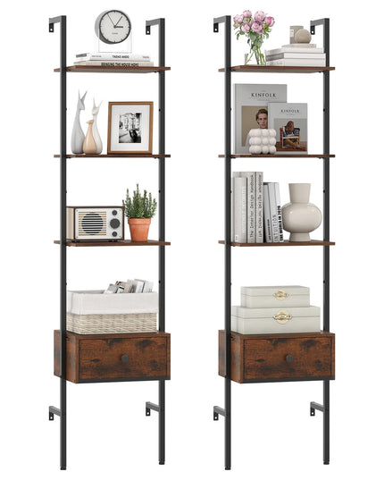 Giantex 5 Tier Ladder Bookcase with Drawer for Living Room