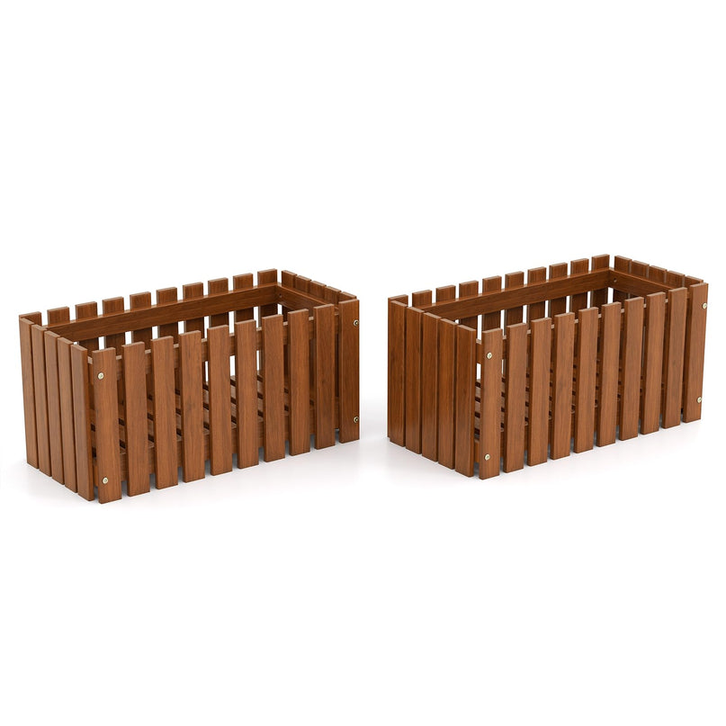 Giantex Slat Style Planter Box for Growing Vegetables Flowers Herbs