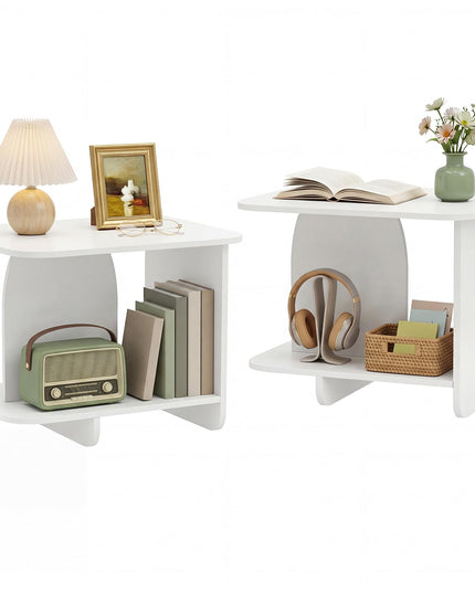 Giantex 2-Tier End Table with Open Storage Shelf