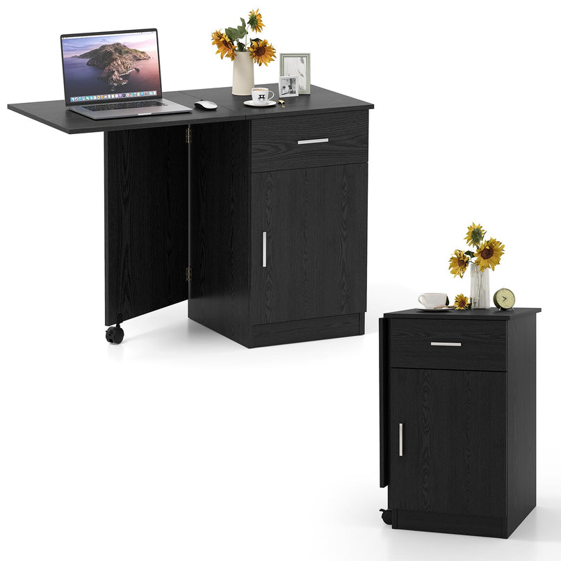 Giantex Folding Computer Desk with Drawer for Small Spaces