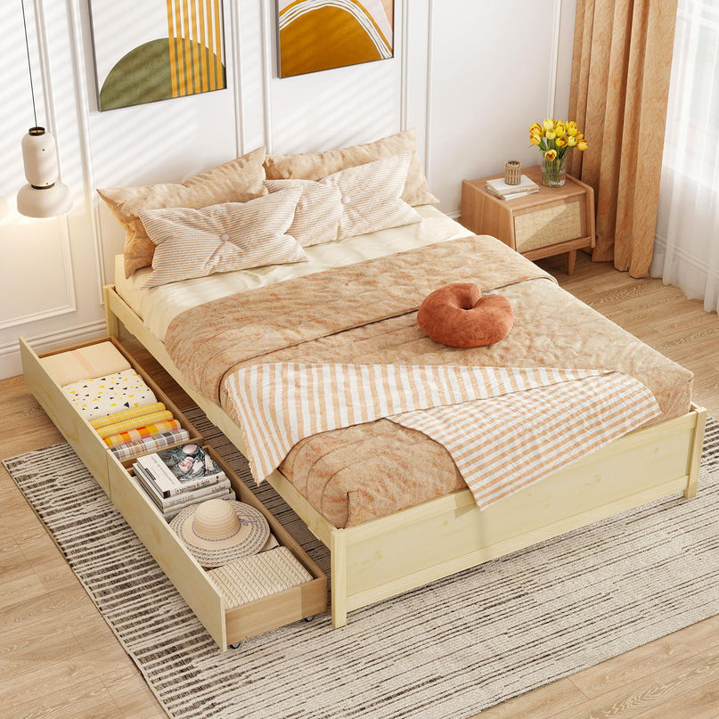 Giantex Queen Size Bed Frame with 2 Storage Drawers