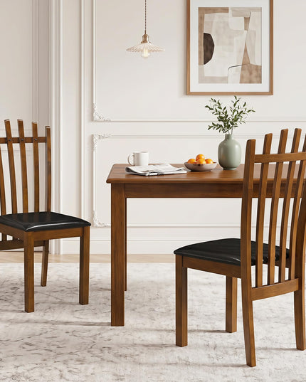 Giantex Wood Dining Chairs Set w/ Linen Fabric Seat & Rubber Wood Frame