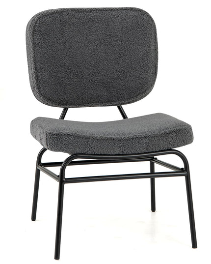 Giantex Modern Armless Accent Chair - Sherpa Reading Chair with Sponge Padding
