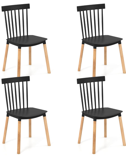 Giantex Set of 4 Windsor Dining Chairs White, Modern Kitchen Chairs w/Spindle Backs & Curved Seats