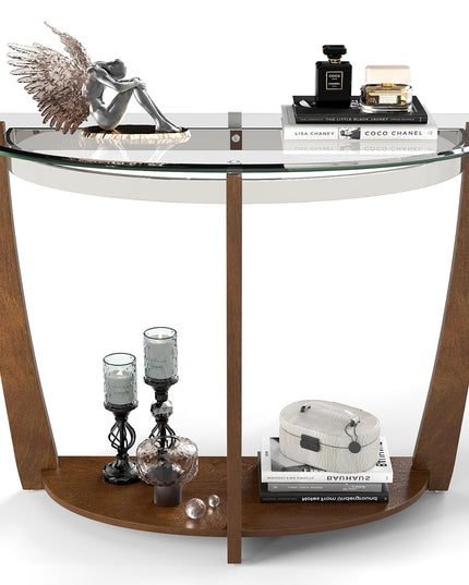 Giantex 2 Tier Glass Console Table for Living Room