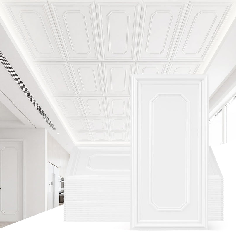Giantex 48"x24" Decorative Ceiling Tiles with Raised Design