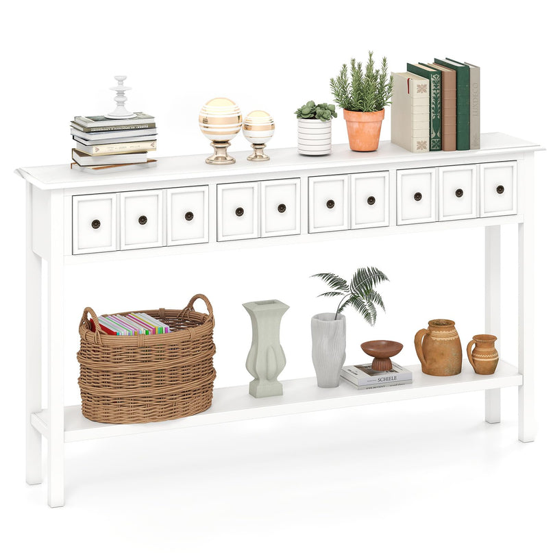 Giantex 60" Entryway Table with 4 Drawers and Open Storage Shelf